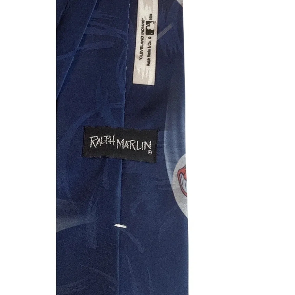 Ralph Marlin Cleveland Indians Necktie Mens OS Blue Baseball MLB Vintage 1994